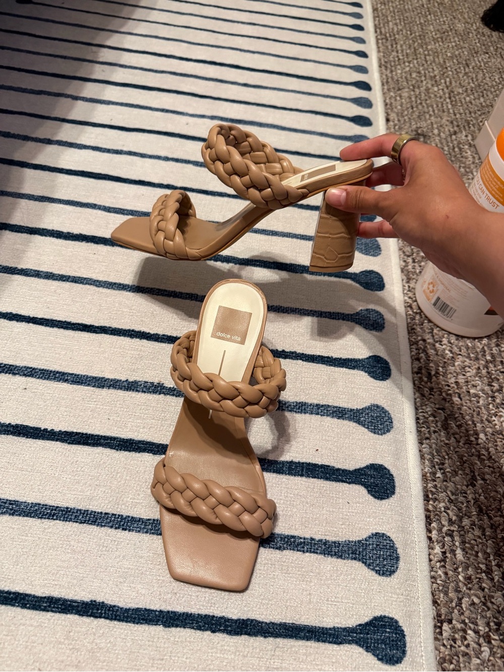 Dolce Vita Braided Tan Block Heel Sandals